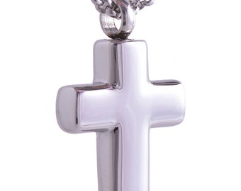 keepsake pendant Ashes jewellery urn Plain cross memorial pet cat dog cremation locket with funnel fill kit and snake chain