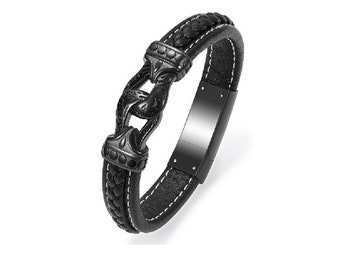 Men's Ashes bracelet Leather Cremation Bracelet, Stainless Steel Urn Keepsake (Fill Kit Included)