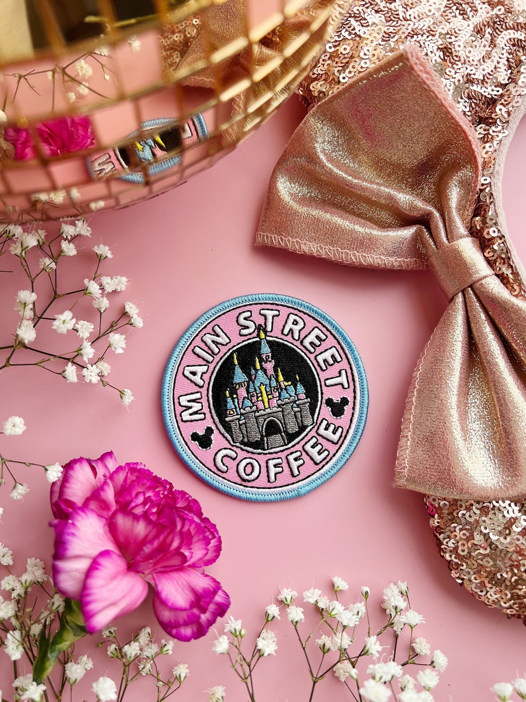 Main Street Coffee Embroidered Patch, Disney Patch, Disneyland Castle