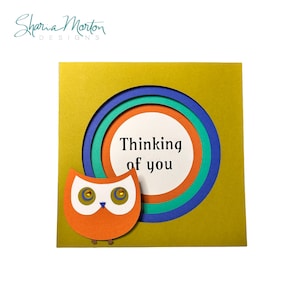 Wise Owl “Thinking of You” Card SVG – Paper Greeting Card Cutting File for Handmade Sympathy or Friendship Cards