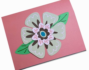 Layered Flower Card SVG | 3D Floral Greeting Card Cut File for Cricut & Silhouette | Birthday, Thank You, Thinking of You Digital Download