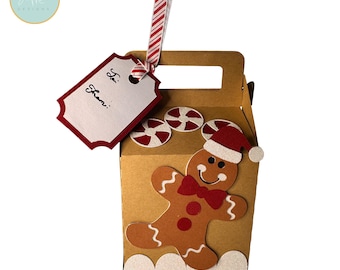 Gingerbread Gable Treat Box SVG | Christmas Candy Box Cutting File | Peppermint Gift Box | Santa Hat Box | Cricut & Silhouette