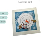 Christmas Card SVG layered, DIY easy Snowman greeting card for Cricut, Silhouette, Brother and other cutting machines, crafts