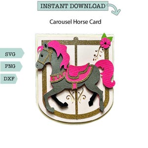Tarjeta de felicitación SVG de caballo de carrusel para toda ocasión
