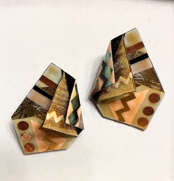 80’s Artisan Origami Folded Earrings