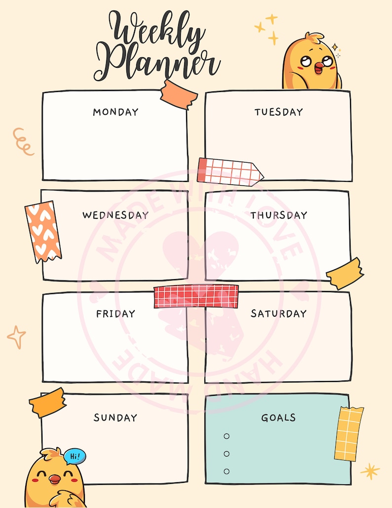 Kawaii Weekly Planner - Etsy