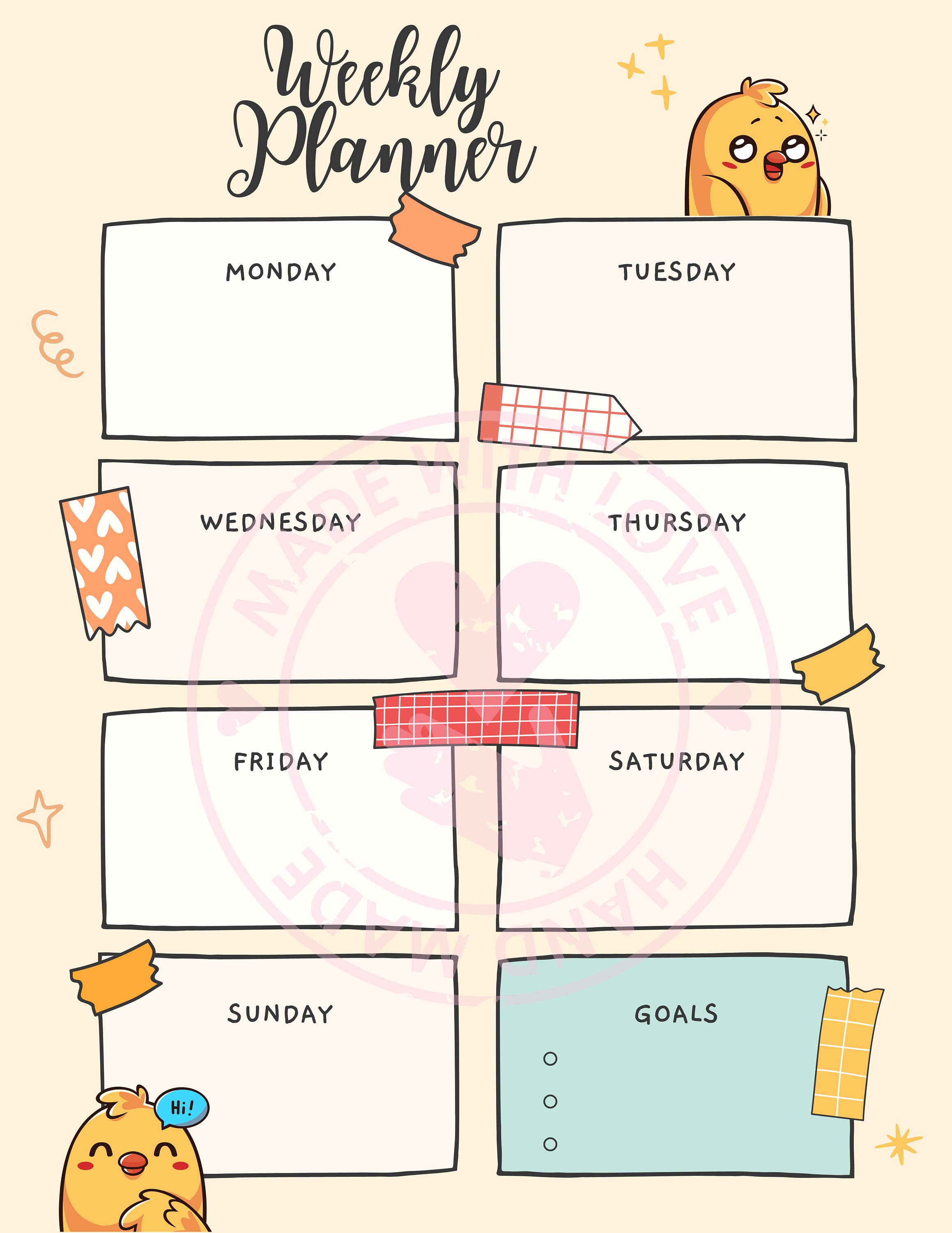 Kawaii Weekly Planner - Etsy