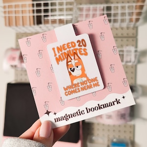 I Need 20 Minutes Where No One Comes Near Me Magnetic Bookmark, Bookish Water Resistant Bookmark, Child Cartoon Character, Gift for Moms