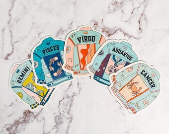 Zodiac Jean Jacket Sticker: Holographic Astrology Decal