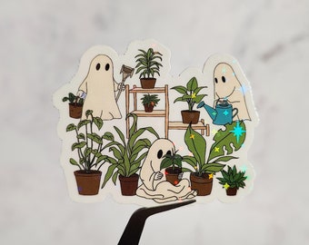 Ghostly Garden Holographische Aufkleber, Gruselige Pflanze Mutter Geschenk