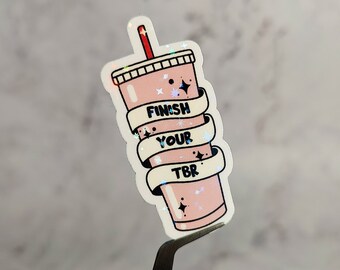 Pegatina para vaso "Termina tu TBR": Calcomanía holográfica para amantes de los libros