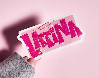 Latina Holographic Sticker, Y2K Bratz Font, Water Resistant Decal