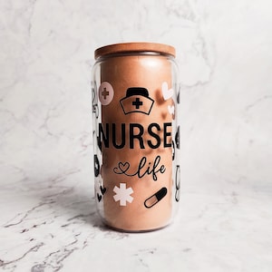 Nurse Life Glass Cup, Nurse Symbols Libbey, Nurse Coffee Can, 16oz and 20oz Glass, Medical Student Cup, Gift for Nurses