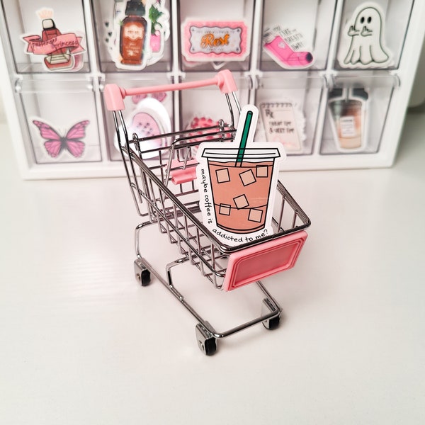 Mini Pink Shopping Cart, Toy Grocery Cart, Pretend Kids Kitchen Accessory, Small Pink Trolley, Little Utilility Basket, Supermarket Handcart