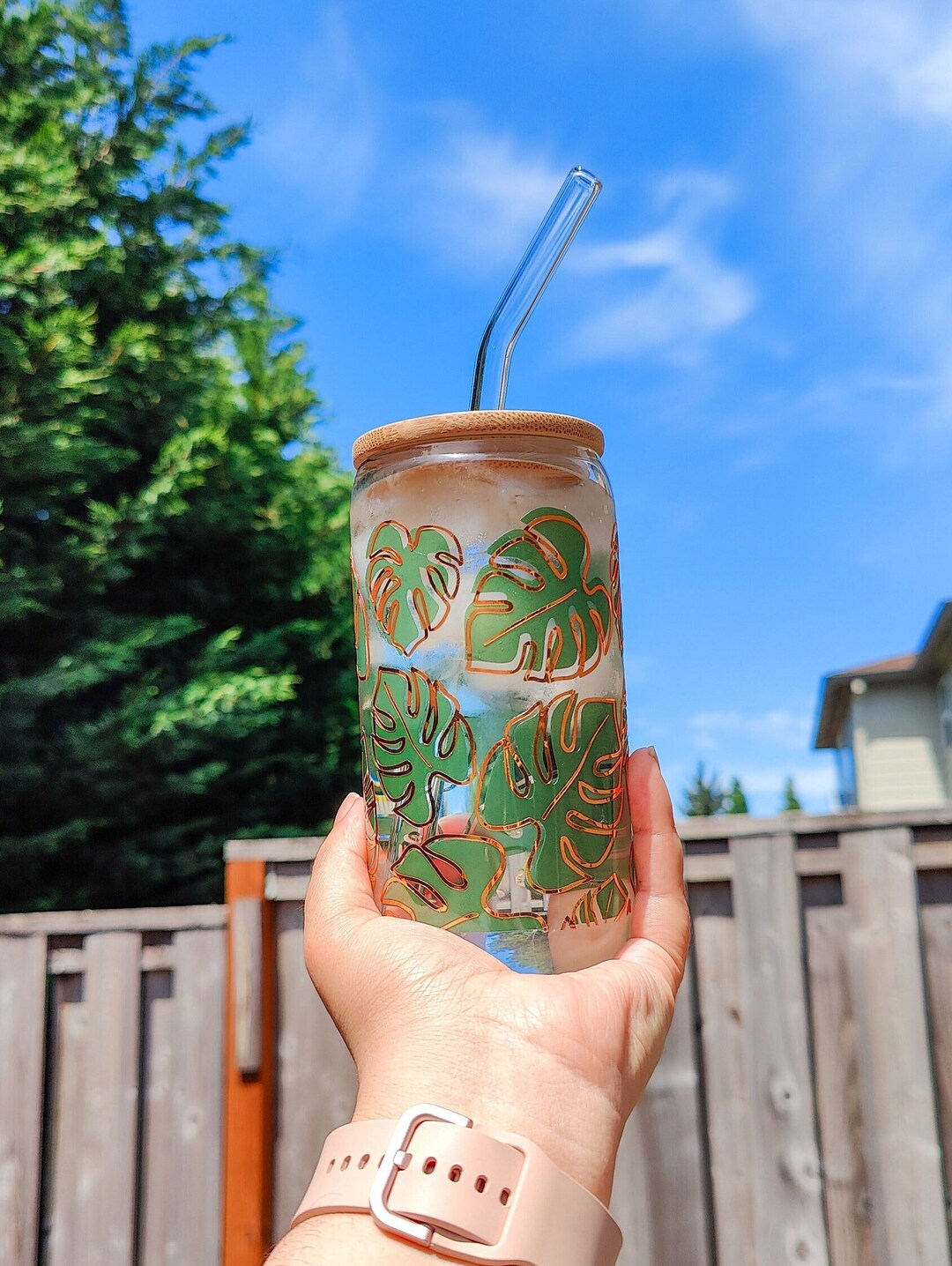 Monstera Leaf Color Changing Glass Cup Gift for Plant Lovers Etsy