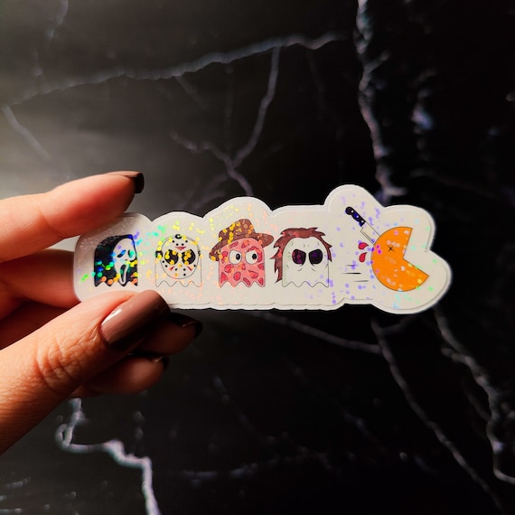 Halloween Character Holographic Sticker, Halloween Horror Friends, Easy Peel, Water Resistant, Gift for Horror Lovers, Spooky Gift
