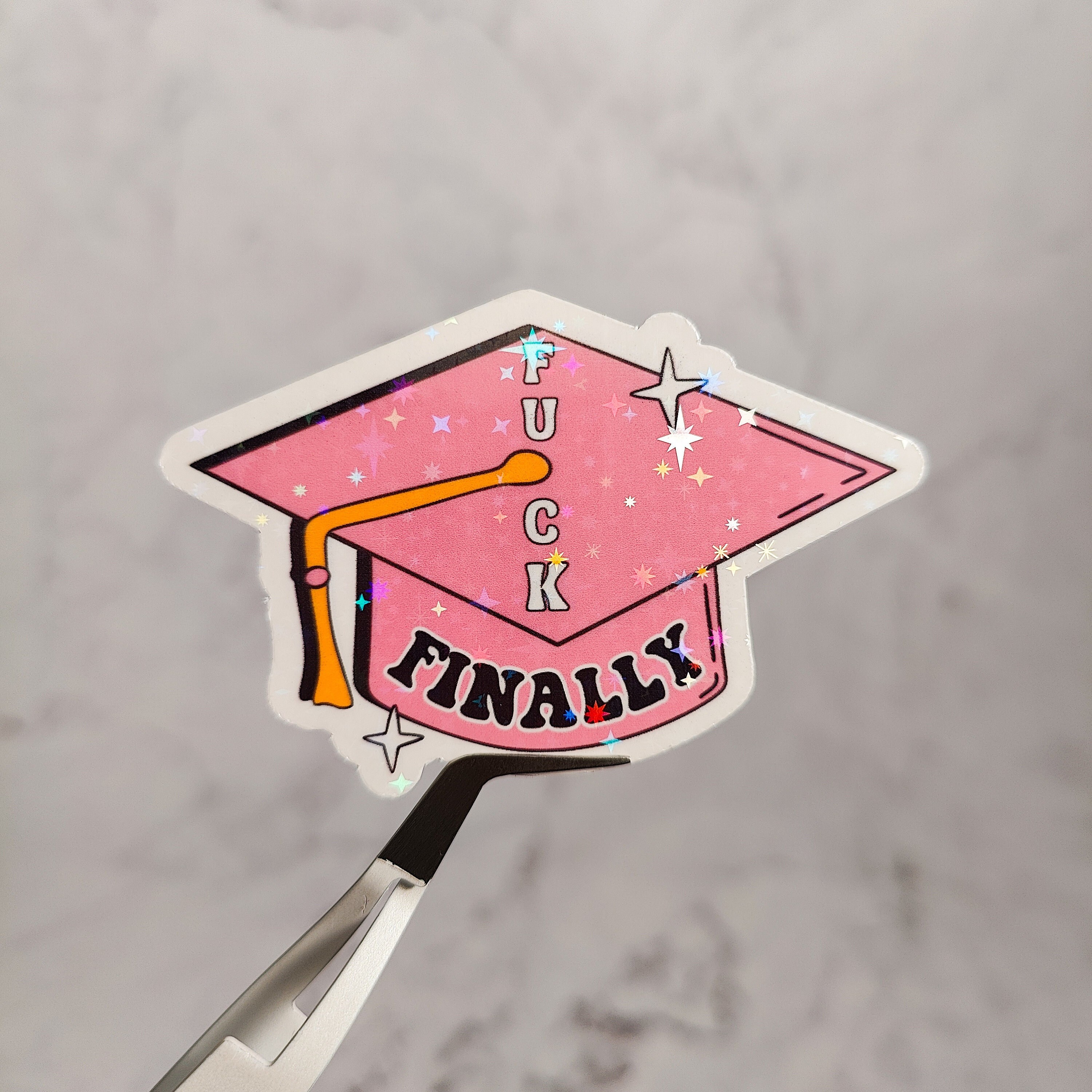 Funny Graduation Cap Sticker: Holographic Water Resistant Decal - Etsy