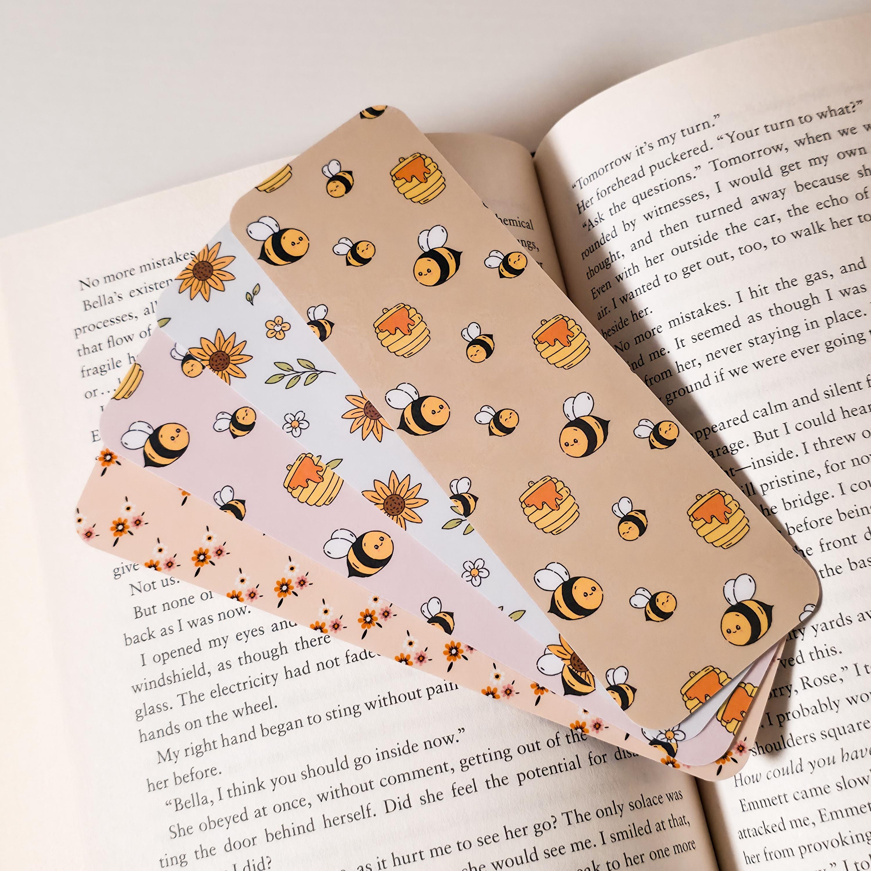 Spring Bookmarks: Bees, Honey, Floral Laminated Paper - Etsy