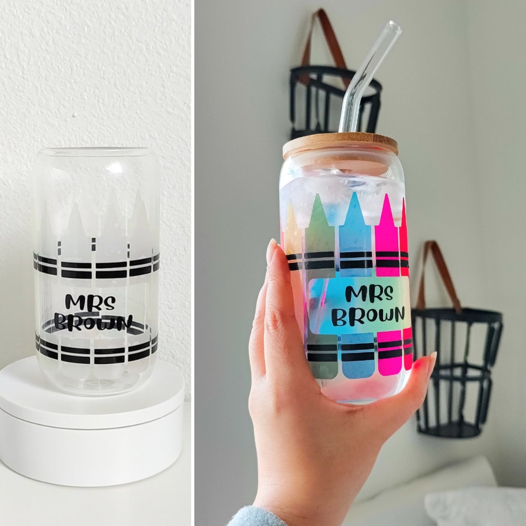 Crayon Color Changing Coffee Glass Cup Teacher Appreciation Etsy
