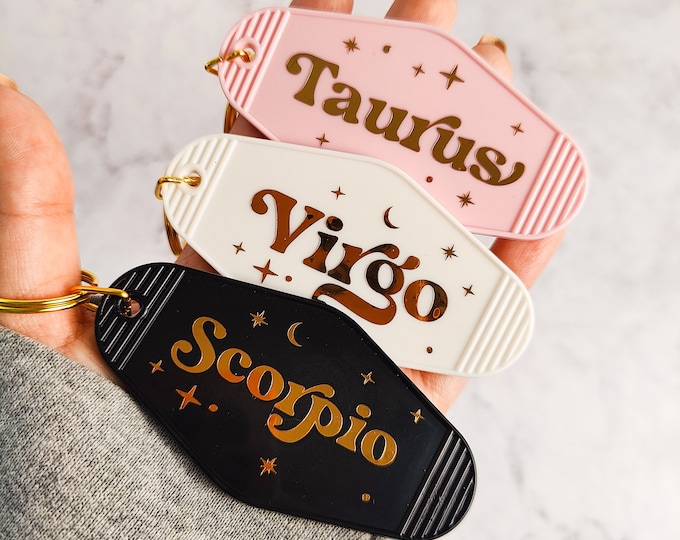 Zodiac Motel Keychain: Astrology Star Sign Accessory