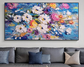 Original Flower Oil Painting on Canvas Large Wall Art - Etsy