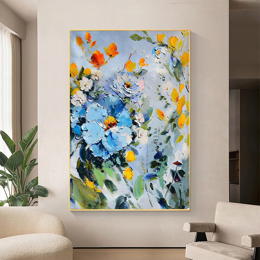 Original Abstract Flower Oil Painting on Canvas Modern - Etsy