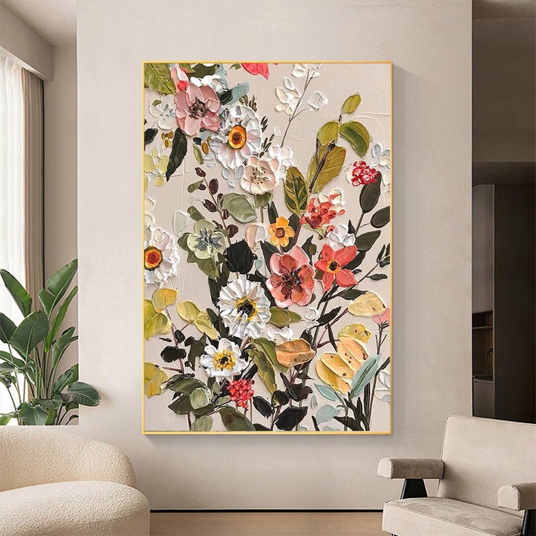 Abstract Flower Oil Painting on Canvas Original Floral - Etsy