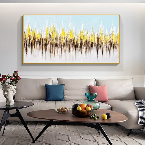 Abstract Gold Leaf Texture Oil Painting on Canvas, Large Original Gold Foil shops Stripe Acrylic Painting Modern Wall Art Living Room Home Decor