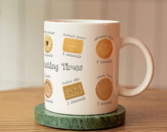 Biscuit Lovers Mug with Dunk Timing Guide - Fun Gift Idea. Dunking Time Ceramic Cup