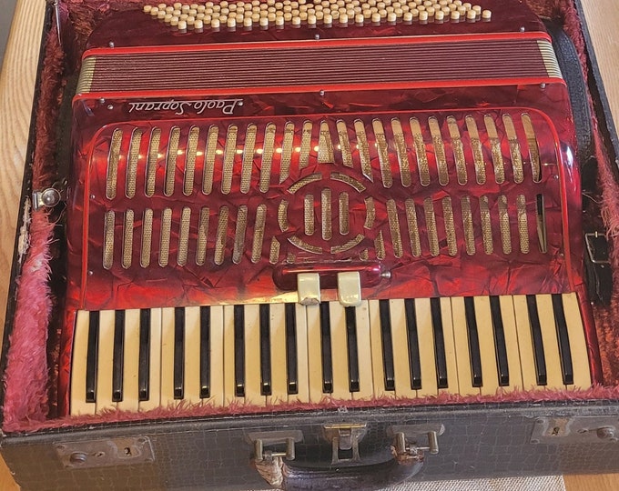 Paolo Soprani Accordion With Case Vintage Accordion Accordion Red Paolo