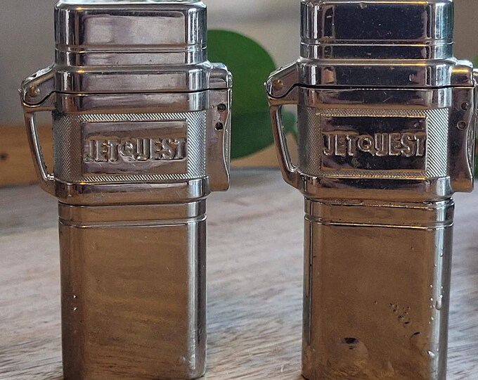Vintage Lighters Jetquest Pipe Lighters Two Lighters Vintage Pipe Lighters Silver Lighters Etsy
