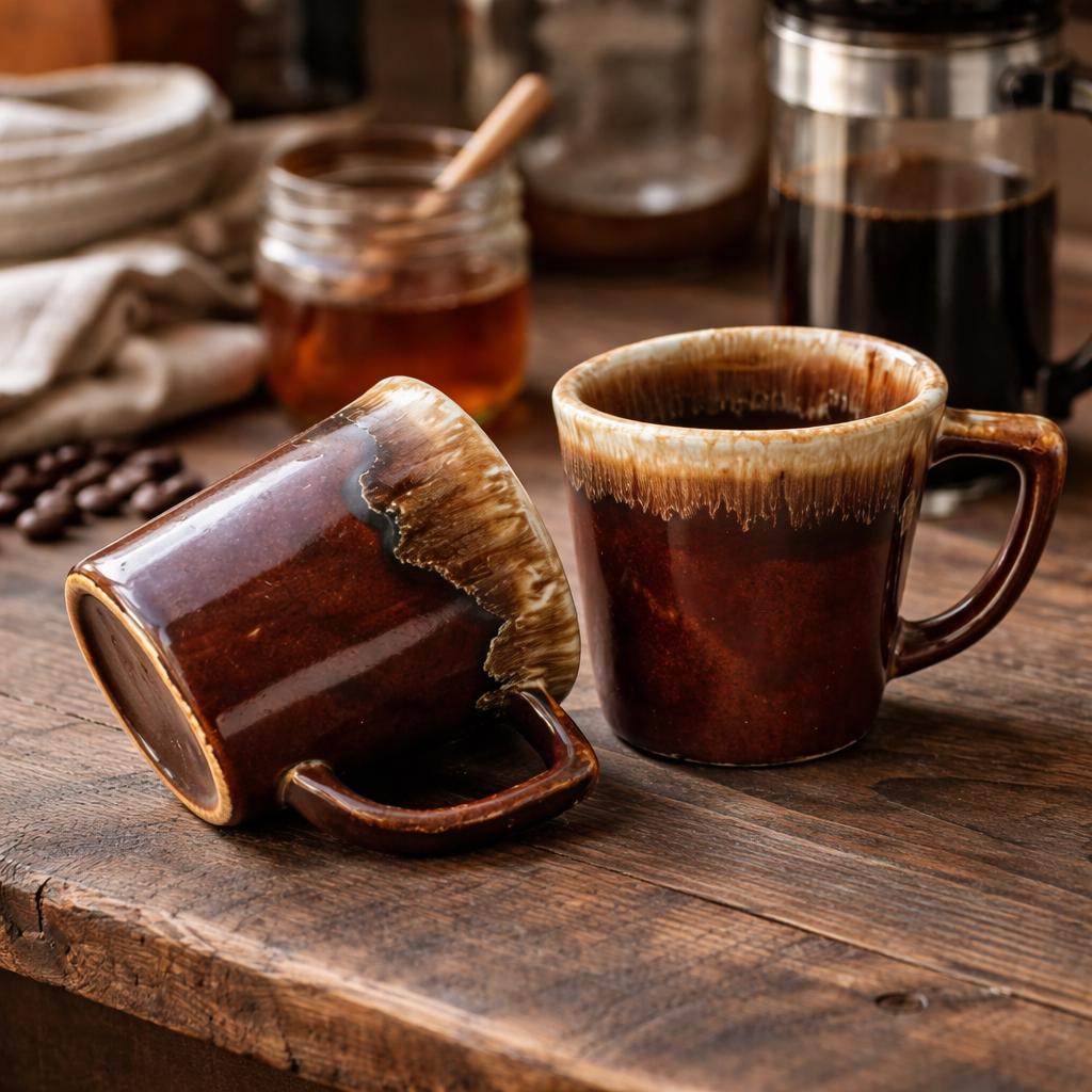 Vintage Mccoy Brown Drip Glaze Stoneware Mugs - Set of 2 - Etsy