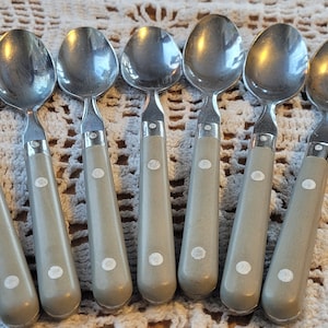 Gray Carnival Flatware, Vintage Forks & Spoons. Twenty pieces. Grey Handled Silverware. Lightweight flatware great for camping and RV living