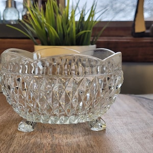 Indiana Glass Company Footed Bowl; Cut Glass Candy Dish;