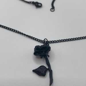 Black rose stainless steel necklace, Halloween necklace
