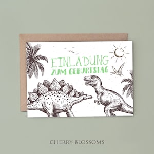 Einladungskarten Kindergeburtstag-Dinosaurier-Tyrannosaurus-Einladung für Kinder-Kindergeburtstag-DIN A6-Naturpapier