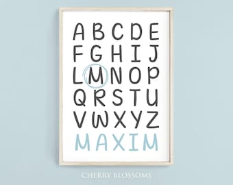 Personalisiertes Alphabet-Poster zur Einschulung,Geschenk Schulkind