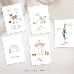 Postkarten-Set Geburtstag, Baby, Grußkarten zur Geburt