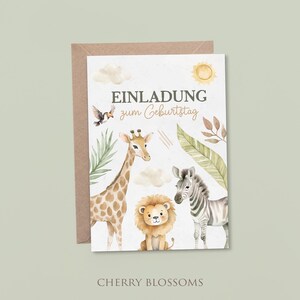 Einladungskarten Kindergeburtstag-Safari-Einladung für Kinder-Kindergeburtstag-DIN A6-Naturpapier
