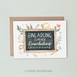 Einladungskarten zur Einschulung zum Ausfüllen-Mädchen-Einschulungseinladung-Schulanfang-Schulkind-DIN A6-Naturpapier