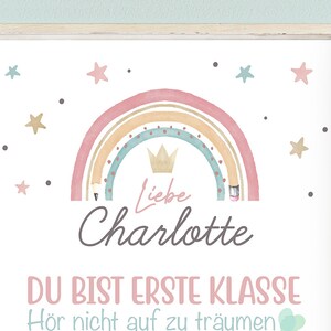 Personalisiertes Geschenk zum Schulanfang, Poster mit Sprüchen für's Schulkind, Mädchen imagen 4