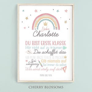 Personalisiertes Geschenk zum Schulanfang, Poster mit Sprüchen für&#39;s Schulkind, Mädchen