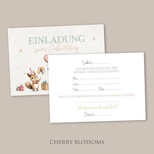 Einladungskarten Kindergeburtstag-Waldtiere-Einladung für Kinder-Mädchen-Kindergeburtstag-DIN A6-Naturpapier