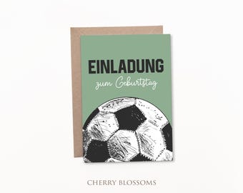 Einladungskarten Kindergeburtstag-Fußball-Einladung für Kinder-Kindergeburtstag-DIN A6-Naturpapier