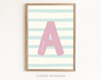 Namensposter personalisiert, Buchstabenposter, Kinderzimmer, Minimalistisch, Namensschild, Mädchen