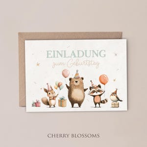Einladungskarten Kindergeburtstag-Waldtiere-Einladung für Kinder-Kindergeburtstag-DIN A6-Naturpapier