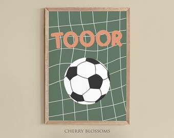Poster Fußball "TOOR", Minimalistich, Kinderzimmer, Wanddeko, Jungs und Mädchen