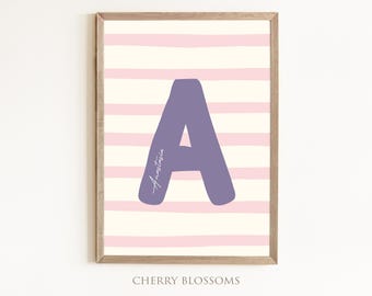 Namensposter personalisiert, Buchstabenposter, Kinderzimmer, Minimalistisch, Namensschild, Mädchen