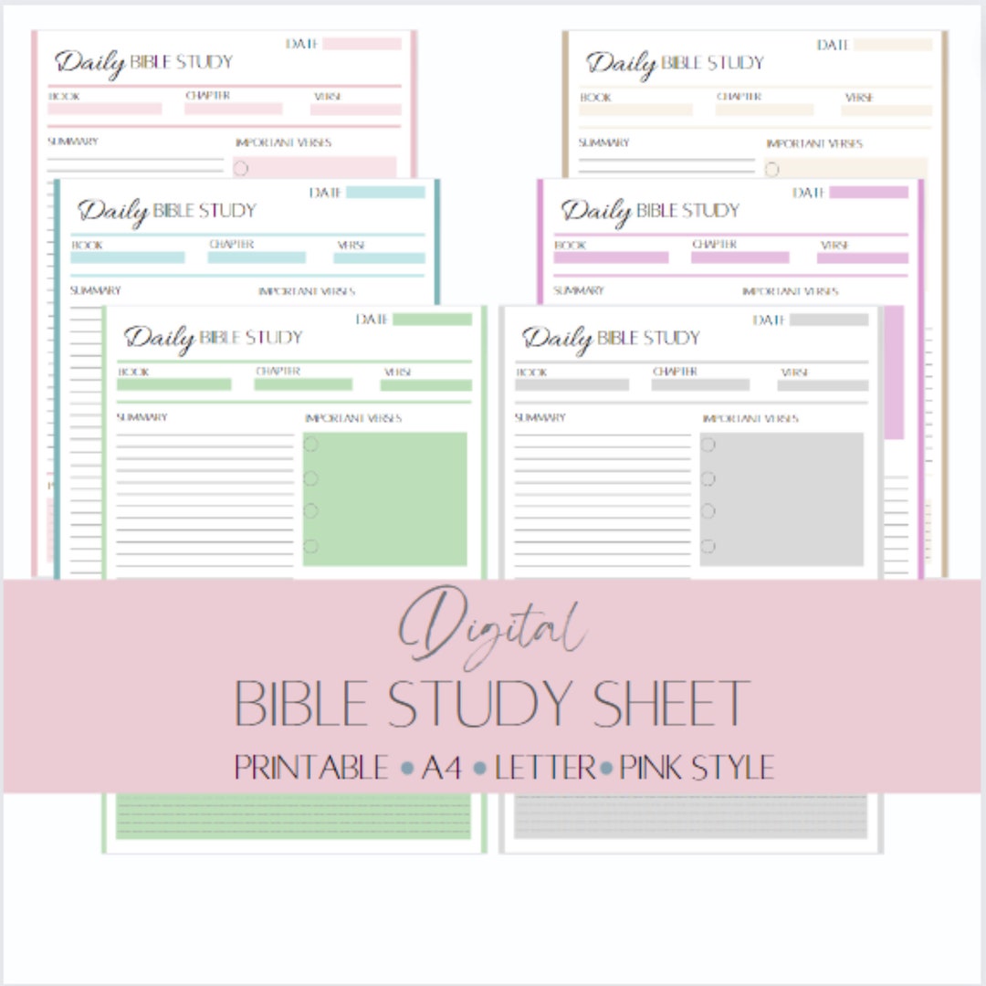 Pink Printable Bible Study Sheet Letter & A5 - Etsy Canada