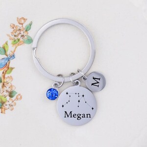 Aquarius Keychain - Aquarius Constellation Keychain - Aquarius Horoscope Keychain - Aquarius Gift for Birthday - Custom Keychain w/ Pendant